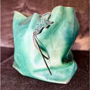 Frye Carson Large Leather Tote Peacock Blue